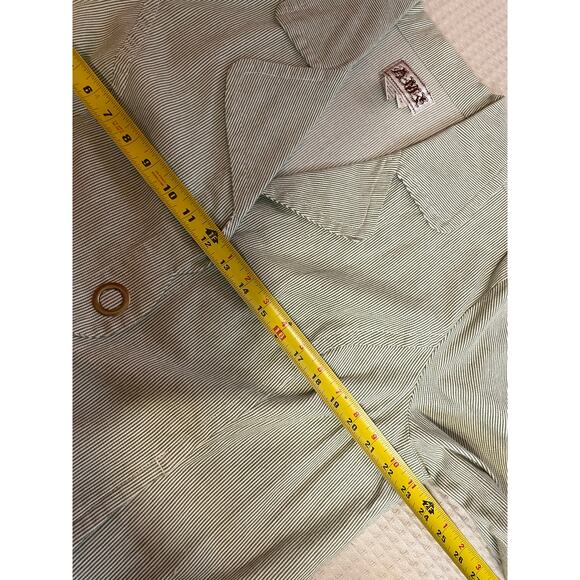 AMI Light Green Striped Scalloped Button Front Summer Style Jacket 1X - Picture 8 of 9